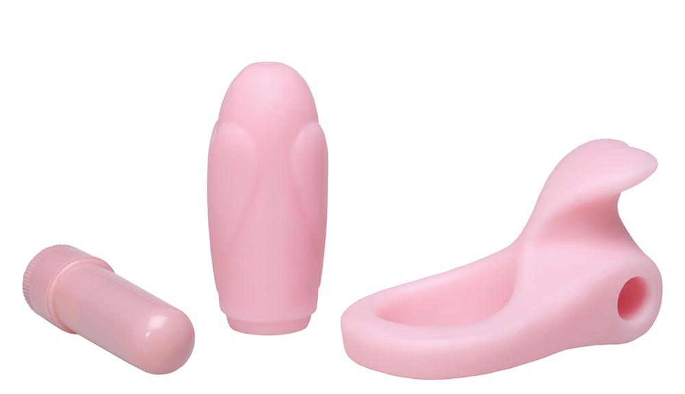 АКЦИЯ 25%!!! Многофункциональный розовый набор REE TRUE LOVE (3 позиции): минивибратор,насадка,  эрекционное кольцо, силикон, АВС-пластик, розовый