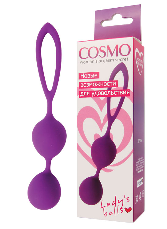 Шарики вагинальные COSMO, силикон, фиолетовые, 3 см   