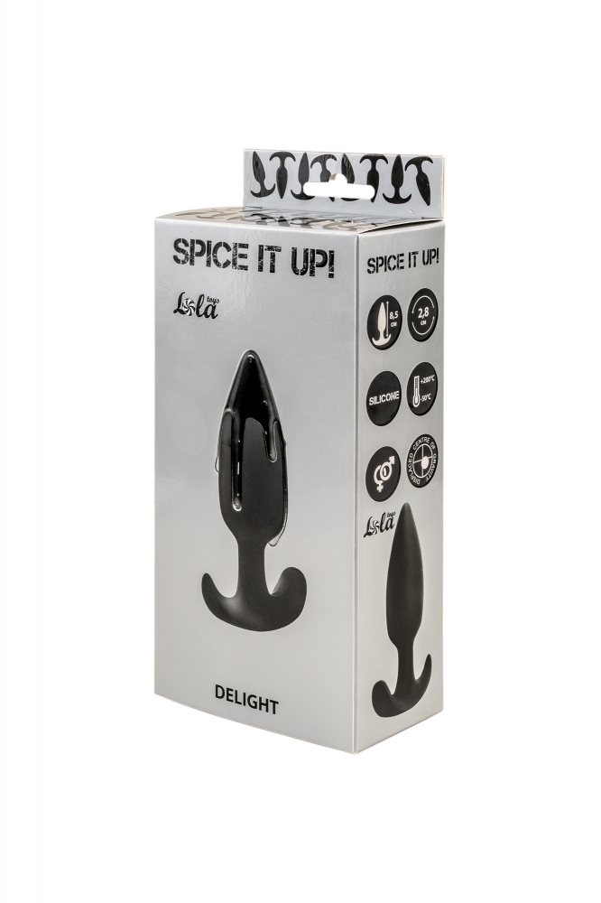 Анальный стимулятор со смещенным центром тяжести SPICE IT UP DELIGHT BLACK, силикон, черный, 10,5(8,5)х2,8 см