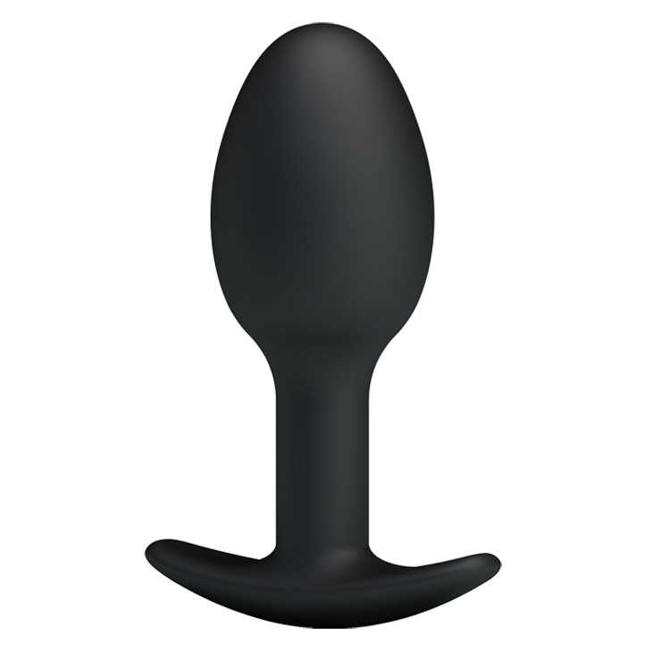  Анальная втулка для ношения,  с шариком внутри, силикон, черная, 8,4х3,2 см
