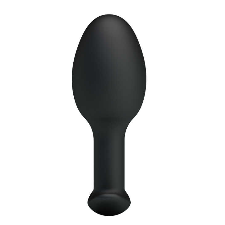  Анальная втулка для ношения,  с шариком внутри, силикон, черная, 8,4х3,2 см