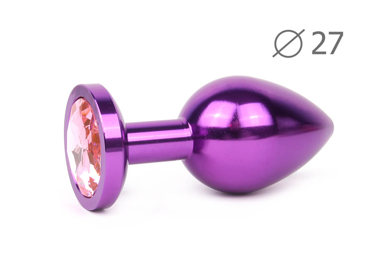 АКЦИЯ 25% Анальная пробка малая фиолетовая VIOLET PLUG SMALL цвет кристалла розовый, 7х 2.7 см, вес 60 гр