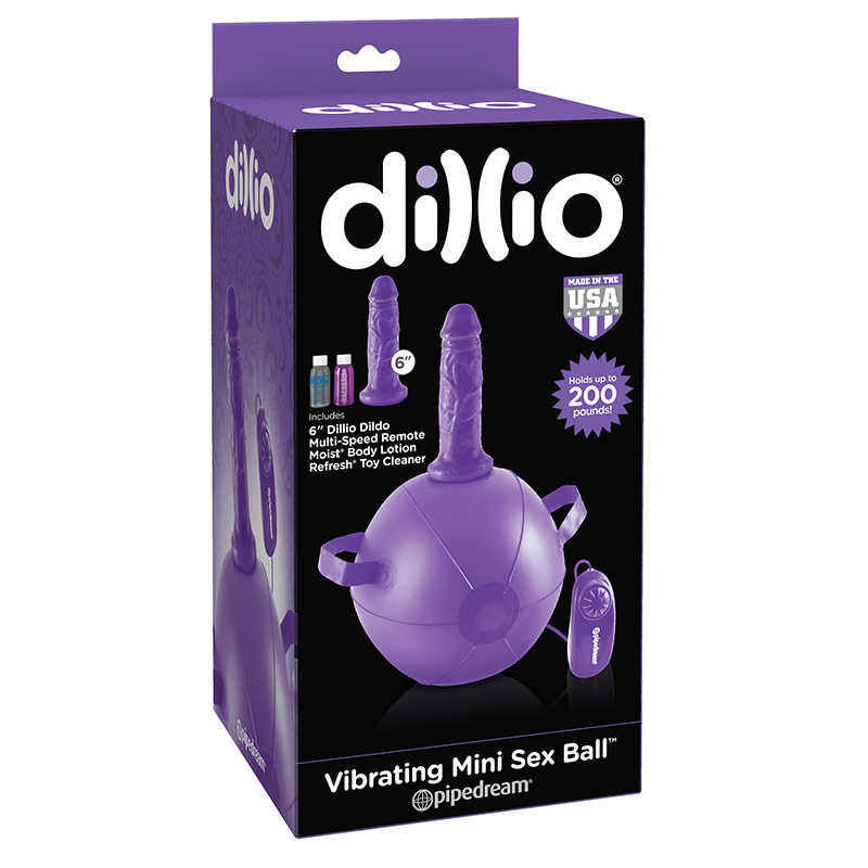 Надувной мяч с фаллосом и вибрацией PipeDream Dillio Sex Ball, ABS пластик, ПВХ, винил; фиолетовый