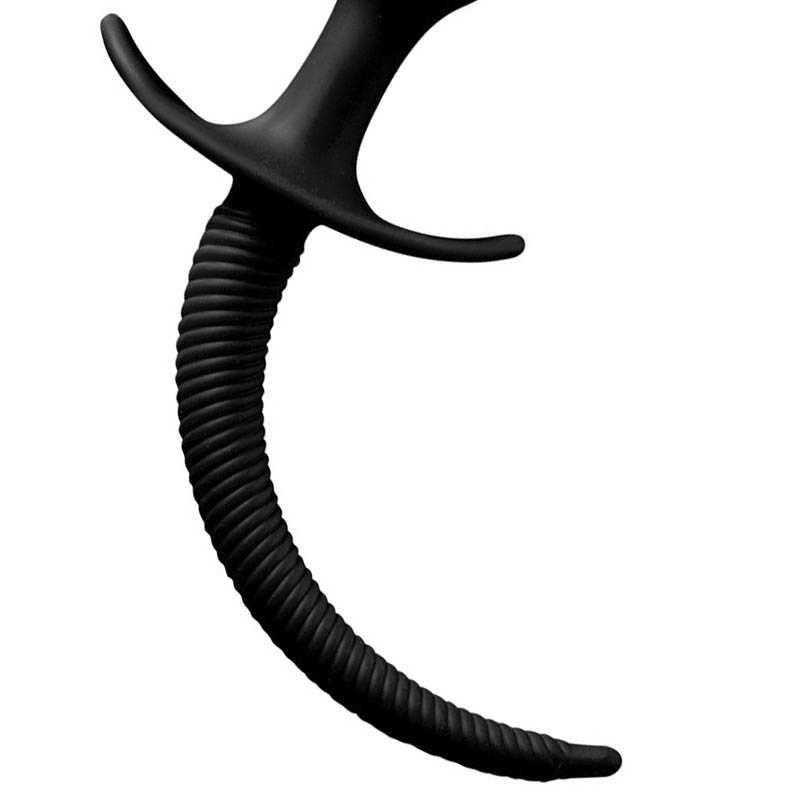 Анальная втулка с силиконовым хвостом SHOVE Up, cиликон, черная, 18(11)х3 см