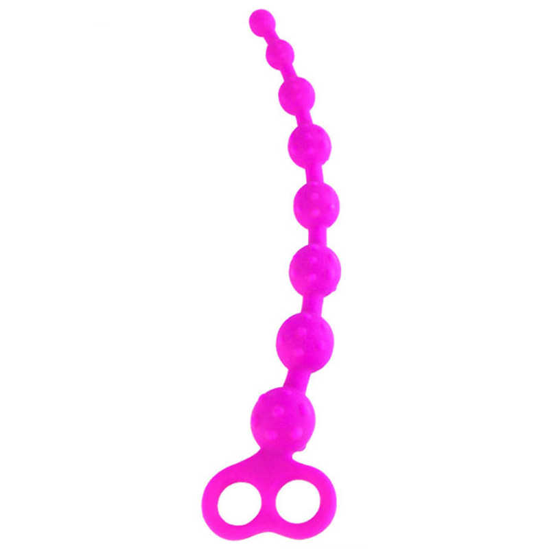 Длинная цепочка рельефных шариков PARKER, силикон, розовая, 29 см