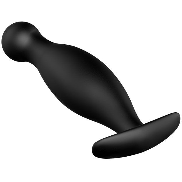  Втулка анальная для ношения, массажа простаты, силикон, черная, 11,7х3 см (в пакете)