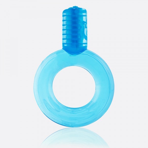   Виброкольцо  Screaming GO  с клиторальным стимулятором, SEBS-силикон, голубое, 7х(2,5-3,2) см