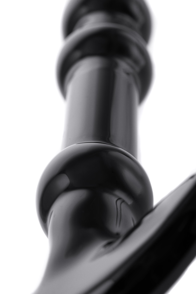 Стеклянный анальный фаллоимитатор SEXUS GLASS с крылышками,  цвет черный, 19(16,5)х3 см