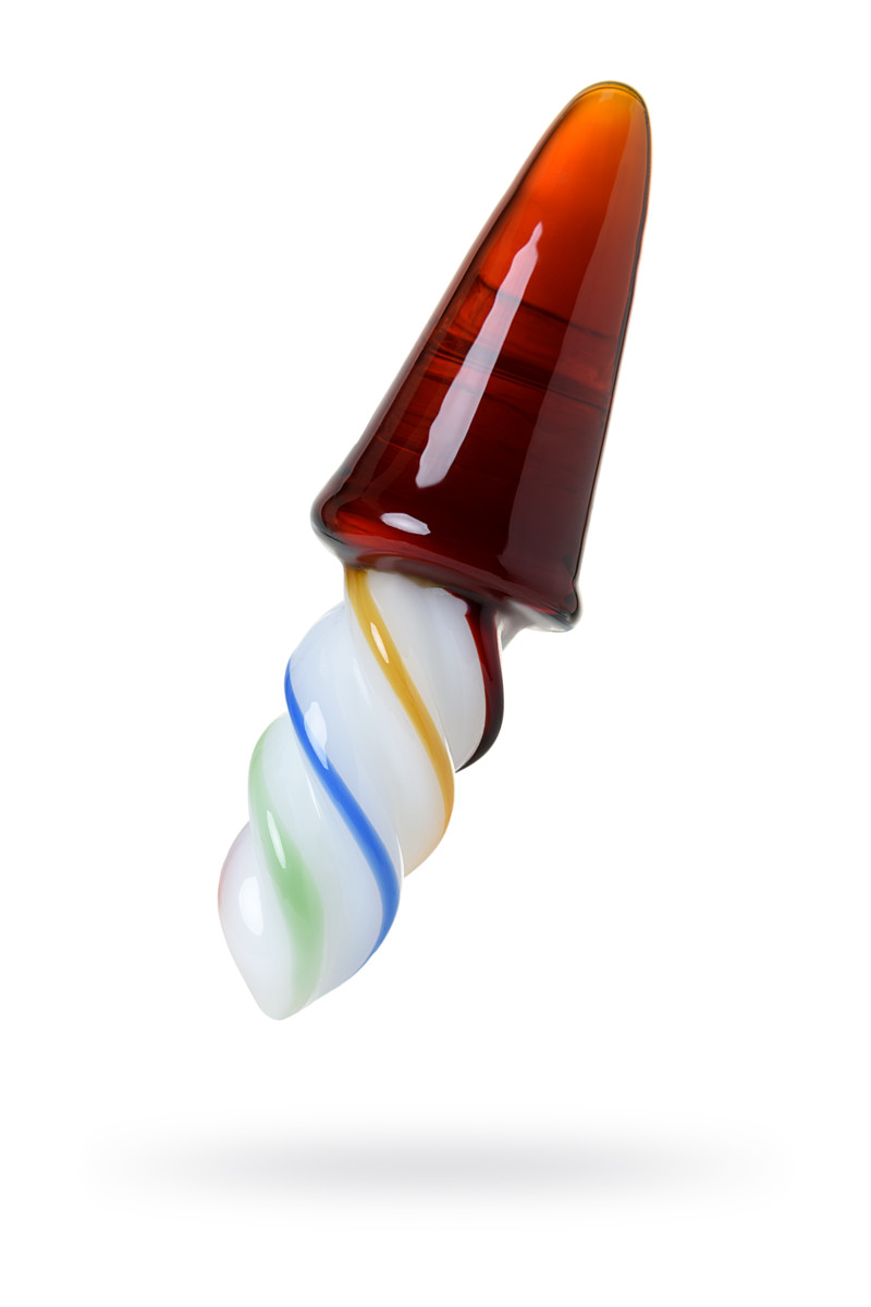Анальная втулка стеклянная двусторонняя  SEXUS GLASS, янтарно-разноцветная, 16Х(2,7-4,5) см