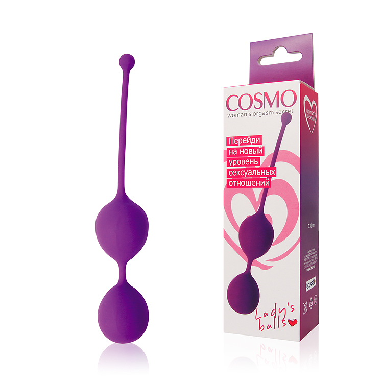 	Шарики вагинальные COSMO, силикон, фиолетовые, 3 см