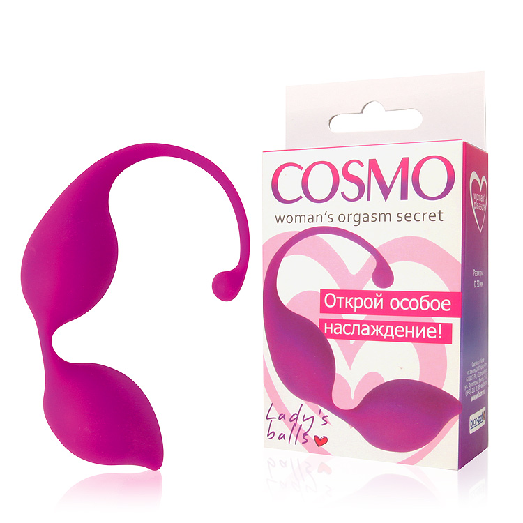 	Вагинальные шарики COSMO, силикон, розовые, 3 см 