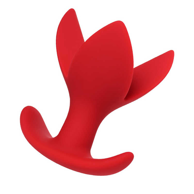 Расширяющая трехлепестковая  анальная втулка ToDo FLOWER ЦВЕТОК, силикон, красная,  9 см
