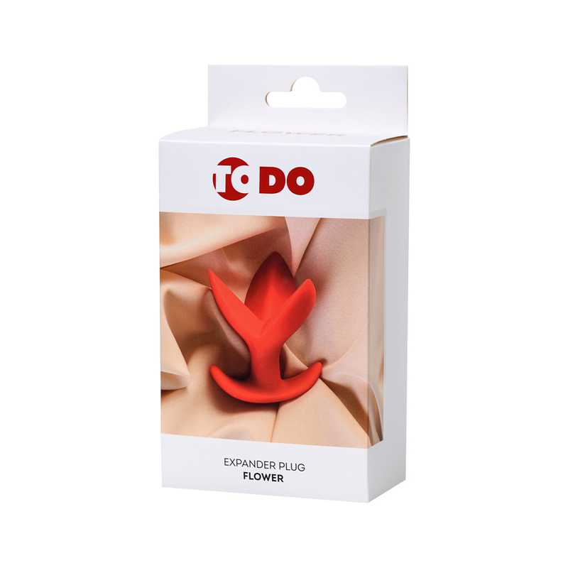 Расширяющая трехлепестковая  анальная втулка ToDo FLOWER ЦВЕТОК, силикон, красная,  9 см