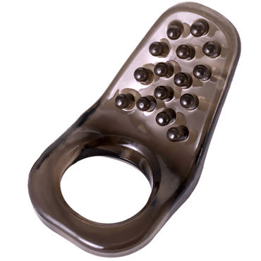 Эрекционное кольцо с клиторальной щеточкой от TOYFA XLover, цвет черный, 4х2,5 см