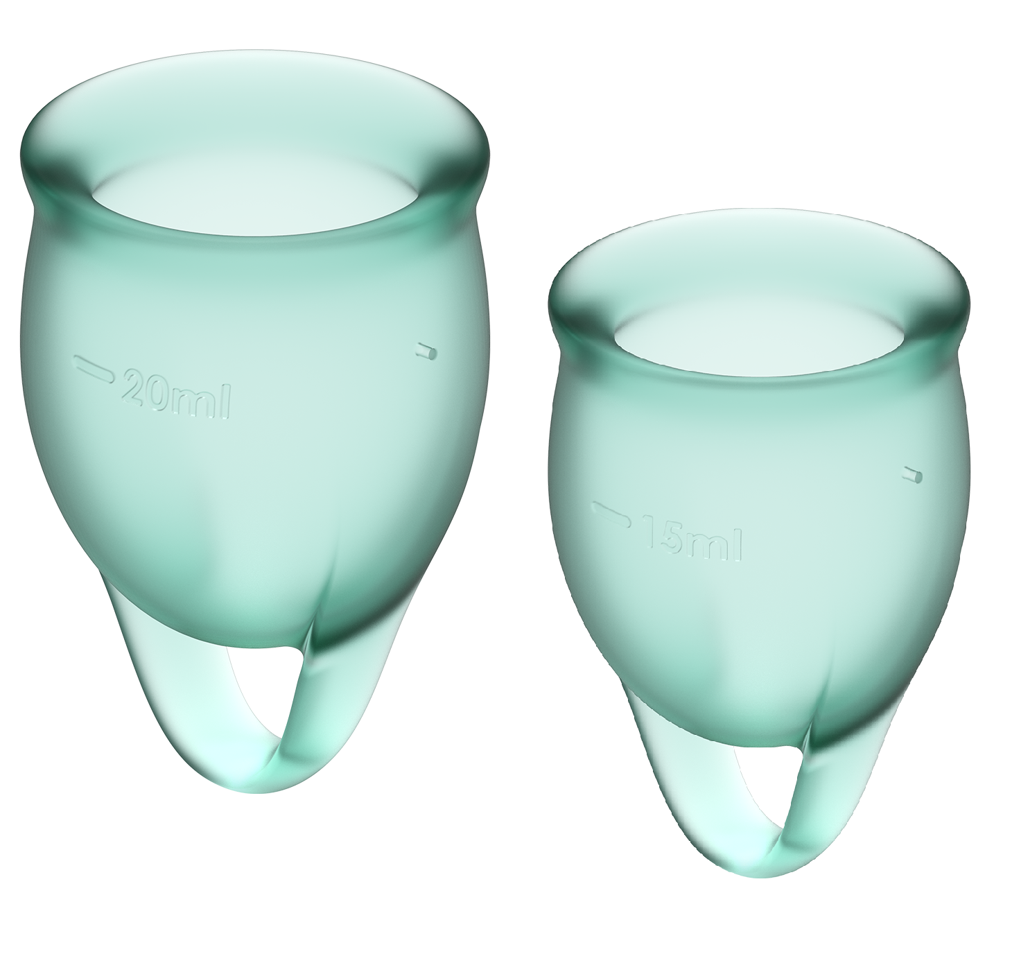 Набор менструальных чаш Satisfyer Feel confident Menstrual Cup  (2 размера), силикон, прозрачно-зеленые