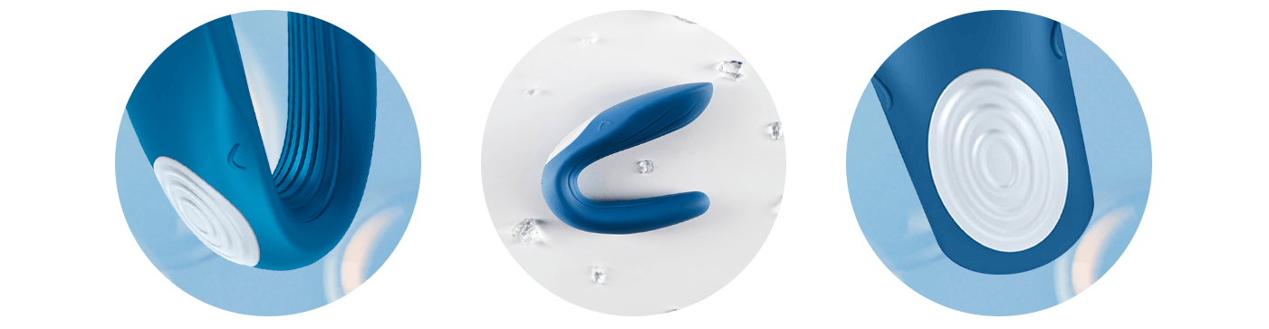 Перезаряжаемый вибромассажер для пар PARTNER  Whale, 2 моторчика, силикон, синий, 9х3,5 см 