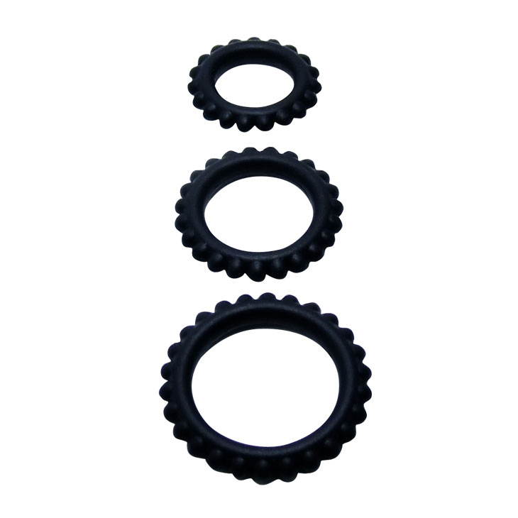 Набор из трёх эрекционных колец TITAN, силикон, черные,3,3x3,8x4,4 