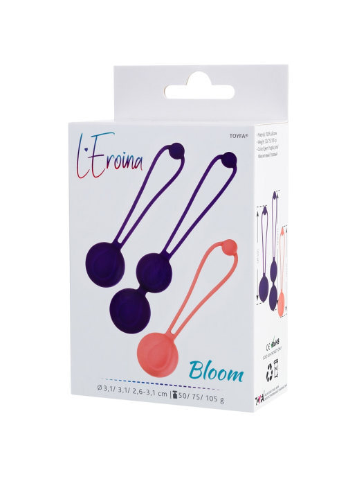  Набор вагинальных шариков L EROINA BY TOYFA BLOOM силикон, фиолетово-персиковый,d 3,1/3,1/2,6-3 см