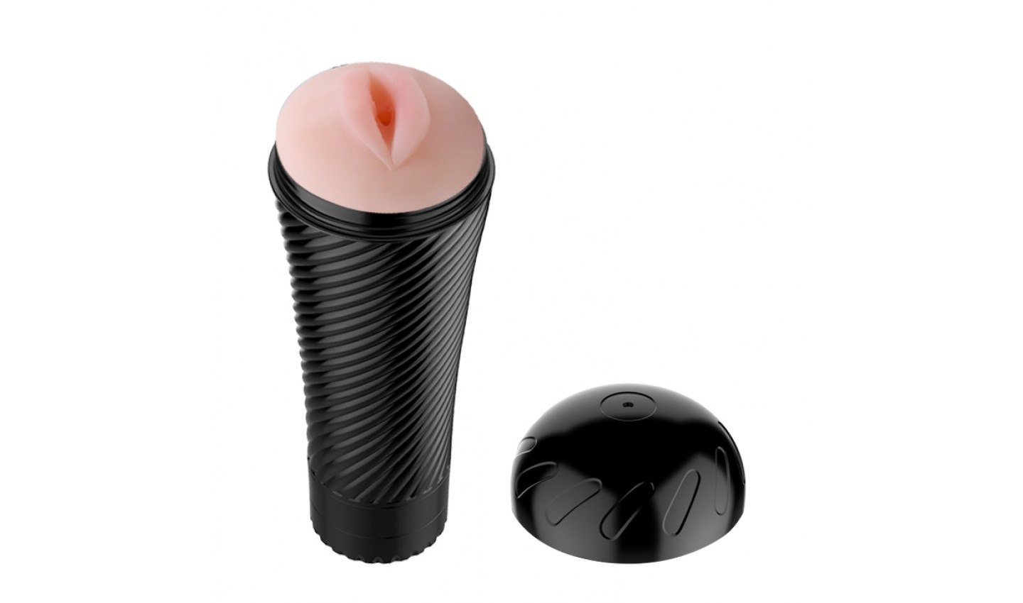 Мастурбатор-Ротик PINK LADY в колбе, с вибрацией,  цвет колбы - черный, 23х8,6 см  