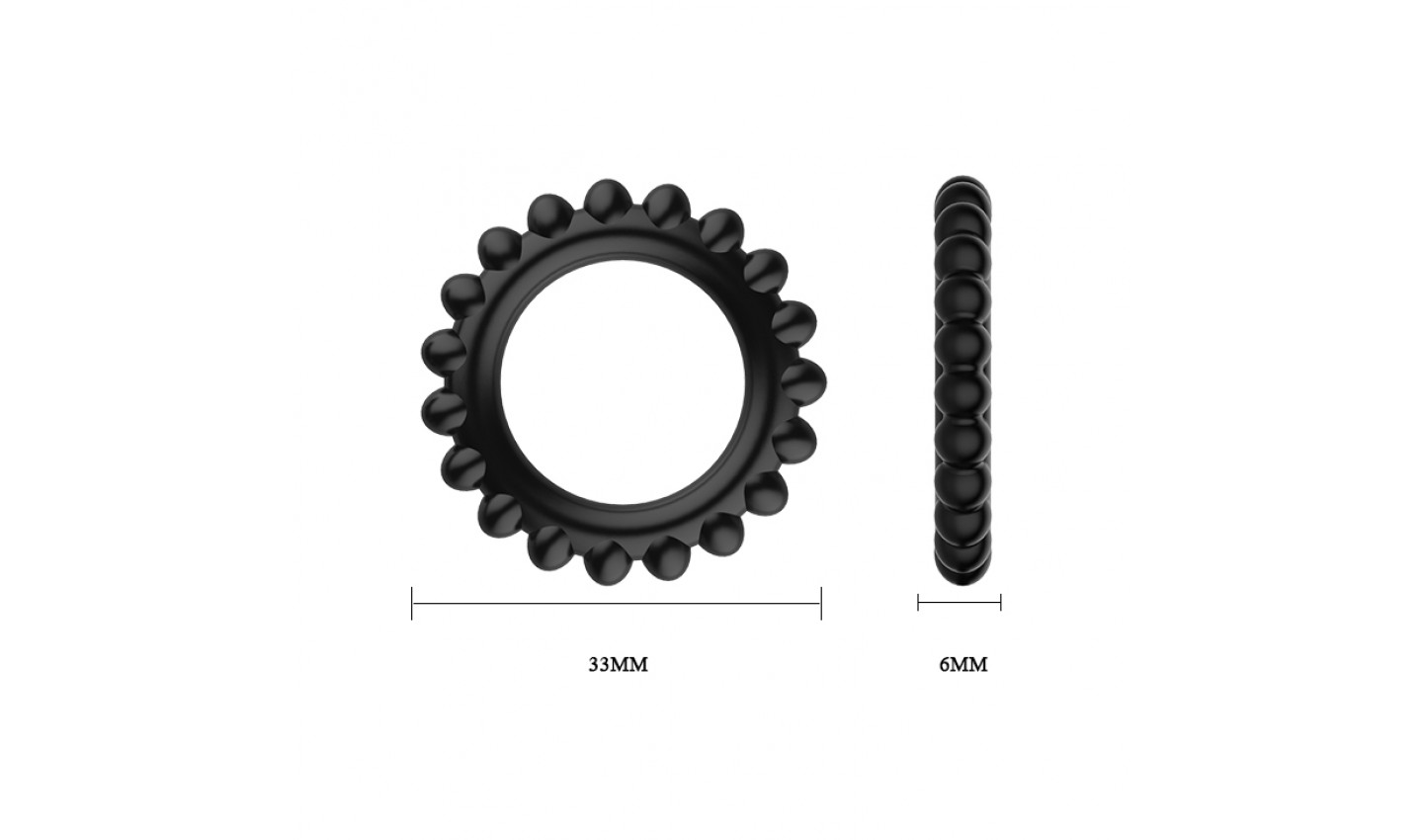 Набор из трёх эрекционных колец TITAN, силикон, черные,3,3x3,8x4,4 