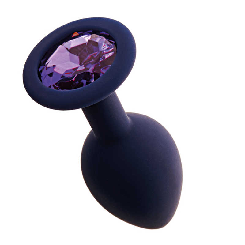 Анальная пробка GAMMA с фиолетовым кристаллом Gamma, цвет - черничный, разм.М,  8,1(7,3)х3,5 см