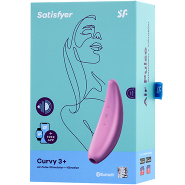 Вибро-вакуумно-волновой стимулятор SATISFYER CURVY 3+ с возможностью управления через приложение, силикон, АБС-пластик, розовый, 13,5 см