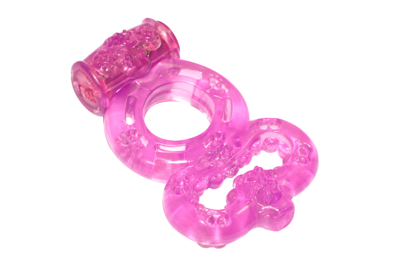Двойное эрекционное виброкольцо RINGS TREADLE PURPLE, ТПР, розовое, 7х4 см