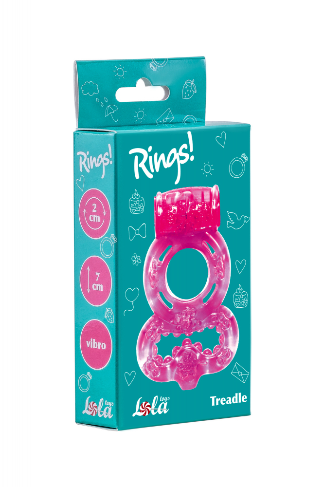 Двойное эрекционное виброкольцо RINGS TREADLE PURPLE, ТПР, розовое, 7х4 см