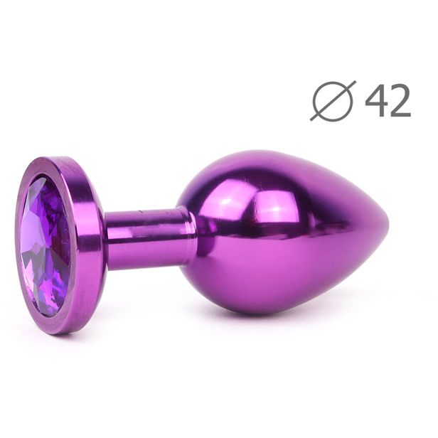АКЦИЯ 25%! Крупная анальная втулка VIOLET PLUG LARGE  фиолетовая с фиолетовым стразом, 9,3 х4,2 см  