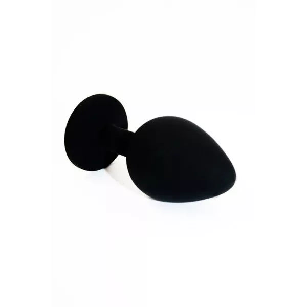 Анальная пробка RAINBOW черная с радужным кристаллом, силикон, 7х3,5 см