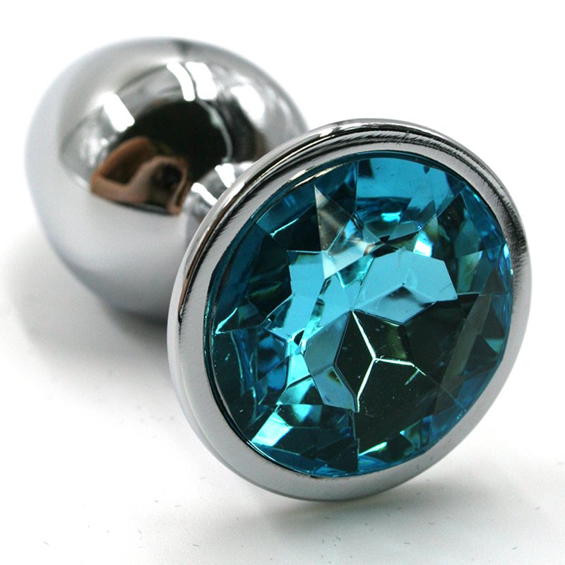 	Облегченная анальная пробка DARK BLAU, малая, с голубым кристаллом, 6х2,8 см