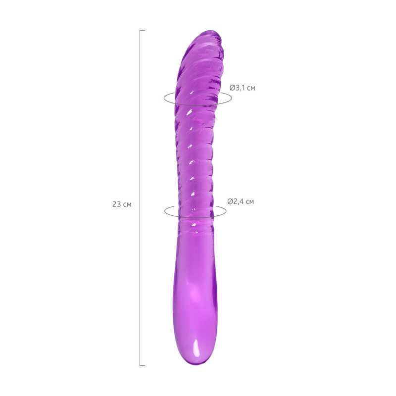 Двусторонний фаллоимитатор A-TOYS BY TOYFA FRICA, TPE, фиолетовый, длина 23 см, диаметр 2,4-3,1 см