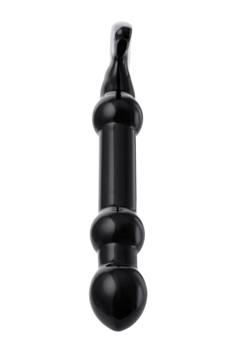 Стеклянный анальный фаллоимитатор SEXUS GLASS с крылышками, цвет черный, 19(16,5)х3 см