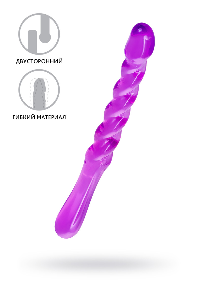 Двусторонний фаллоимитатор A-TOYS BY TOYFA  TANZA, TPE, фиолетовый,  длина 27,5  см, диаметр 2,7-3,1 см