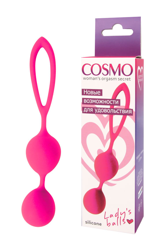 Шарики вагинальные COSMO, силикон, розовый неон, 3 см