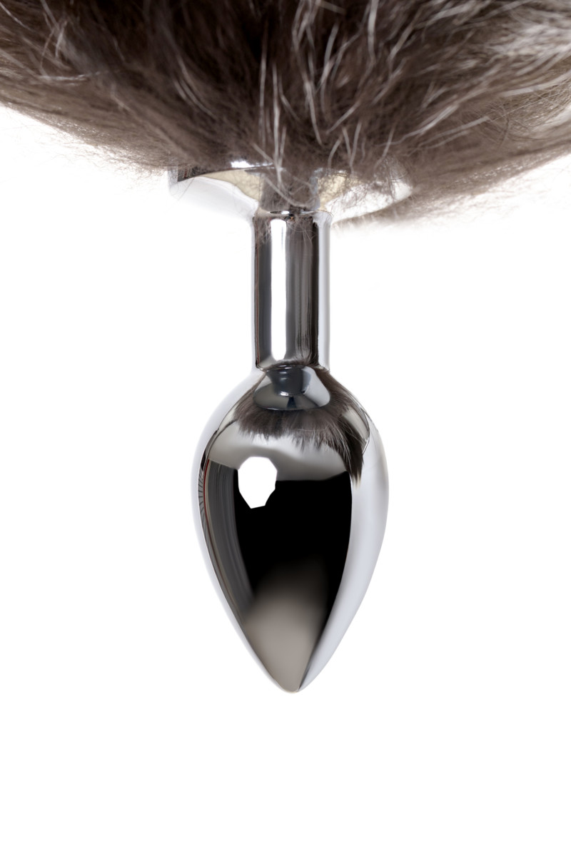 АКЦИЯ 15%! Анальная втулка METAL BY TOYFA с хвостом чернобурой лисы, металл, серебряная,  45 см, Ø 2,7 с