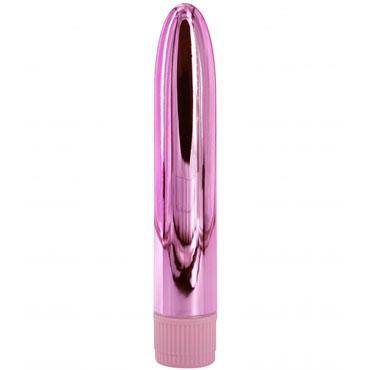 Мультискоростной глянцевый пластиковый вибратор, розовый перламутр, 14х2,5 см