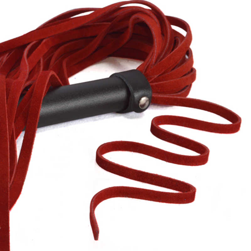 Плеть многохвостая, украшенная сиреневой розочкой, натуральный велюр,  бордово-черная, 57 см