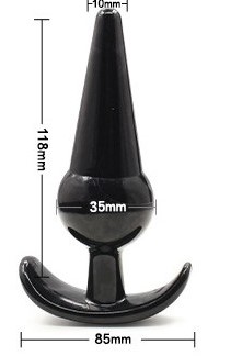 Анальная втулка конусная с утолщением, силикон, черная, 11,8х(2,5 - 3,7)