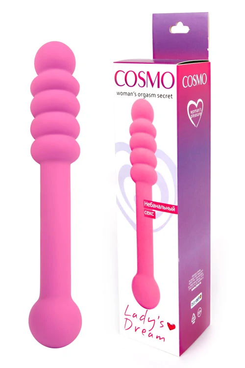  Двусторонний стимулятор COSMO, силикон, розовый, 20х3,4 см