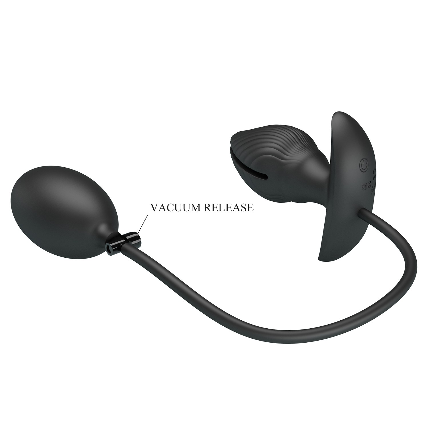 Анальная стимулятор-расширитель с грушей, 10 режимов вибрации, силикон, черный, 9,6х 4 см