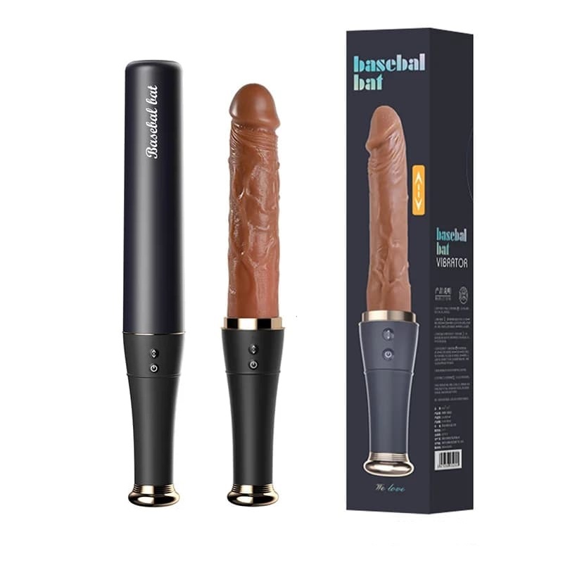 Вибратор БЕЙСБОЛЬНАЯ БИТА  BASEBALL BAT,  фрикции (туда-сюда) - 3 режима, вибрация - 10 режимов, медицинский силикон, 36(19)х 3,8 см