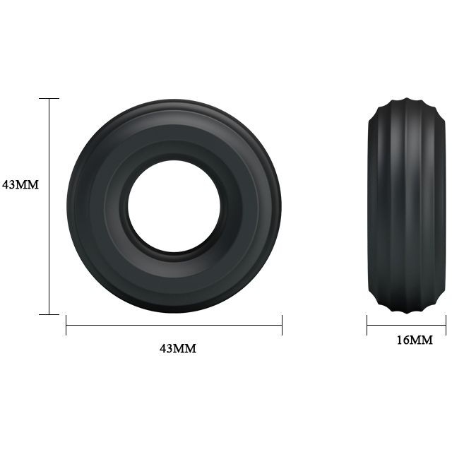 Набор эрекционных колец, ТПР, цвет черный, внешний диаметр колец - 3,6 см, 3,9 см и 4,3 см
