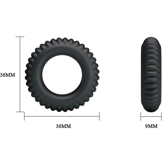 Набор эрекционных колец, ТПР, цвет черный, внешний диаметр колец - 3,6 см, 3,9 см и 4,3 см
