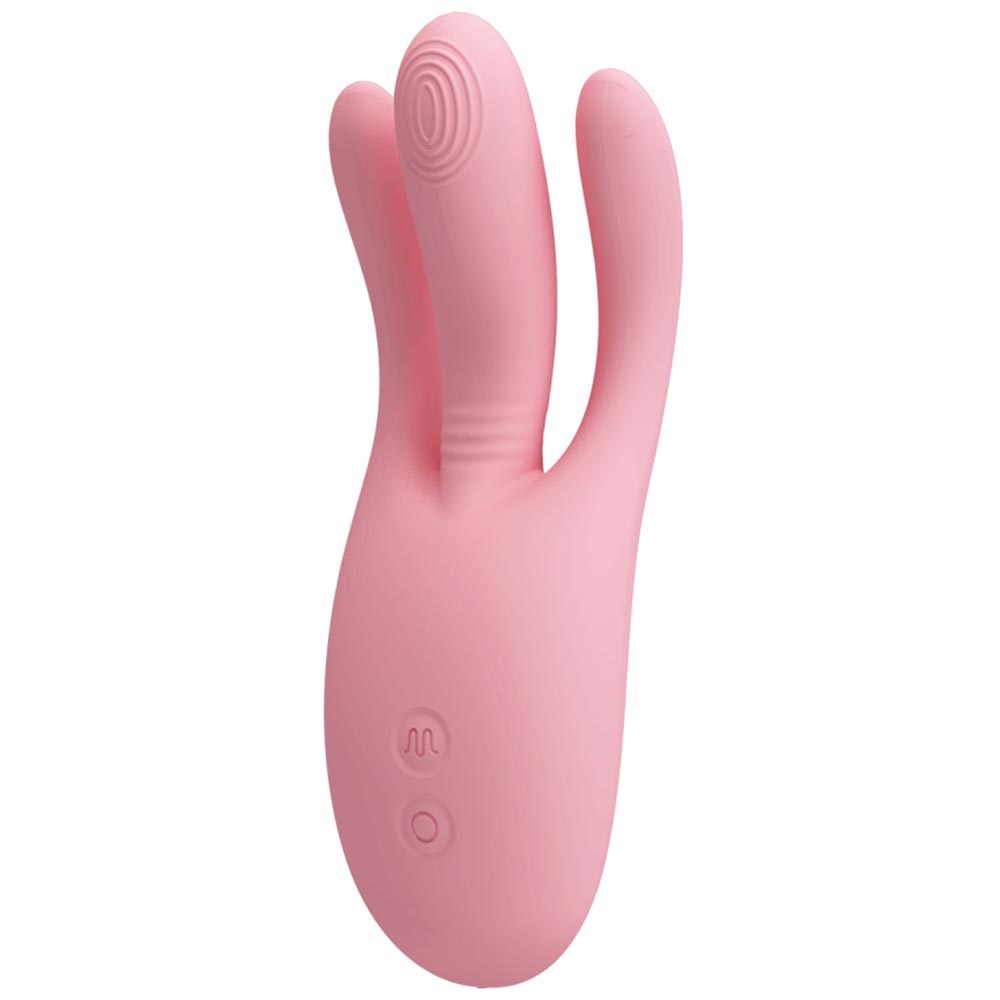 Вибратор Три Пальчика DIEGO с фингерингом , 10 режимов, силикон, нежно-розовый, 13,2х4,7 см