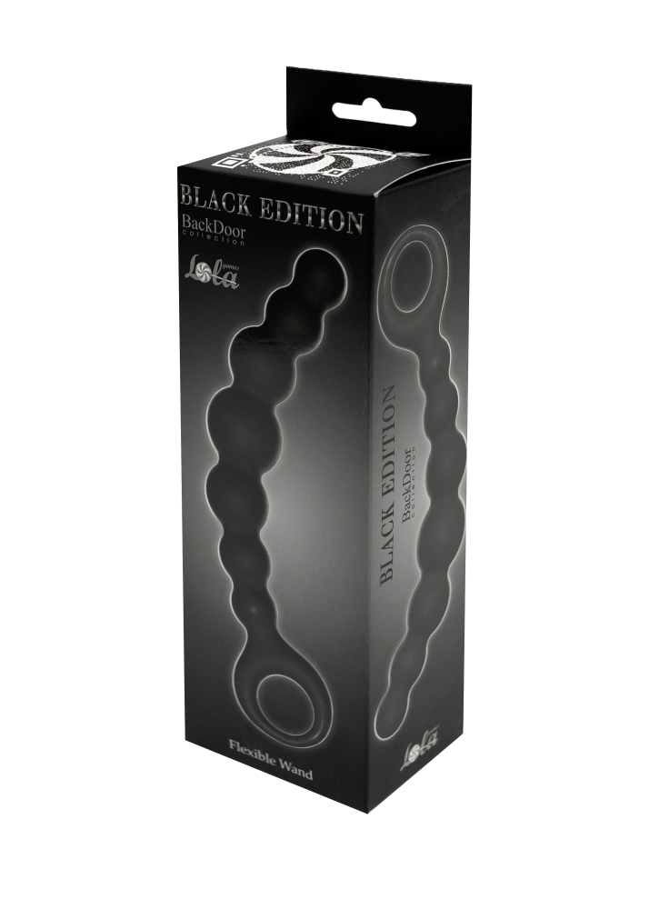 Упругая цепочка-Елочка FLEXIBLE WAND BLACK силикон, черная, 18(14)х(1,5-3) см