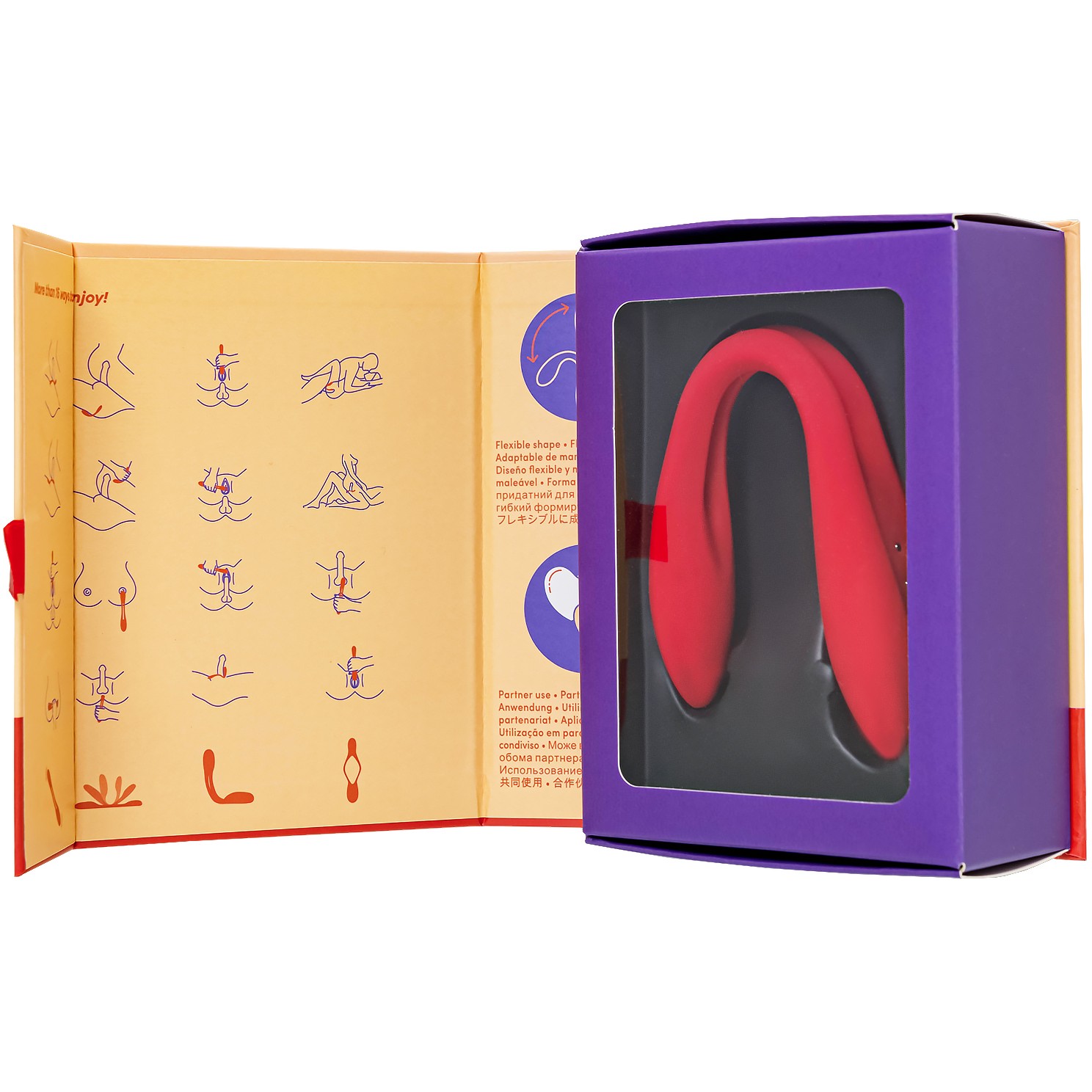 Гибкий мvногофункциональный вибратор SATISFYER ELASTIC JOY, 2 мотора, многорежимный, силикон, красный, общая длина 20 см