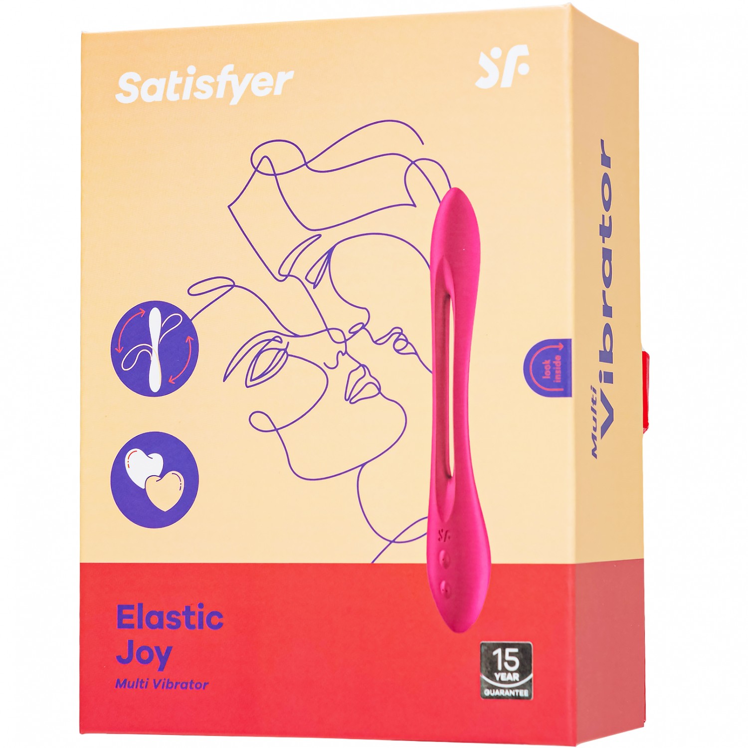 Гибкий мvногофункциональный вибратор SATISFYER ELASTIC JOY, 2 мотора, многорежимный, силикон, красный, общая длина 20 см