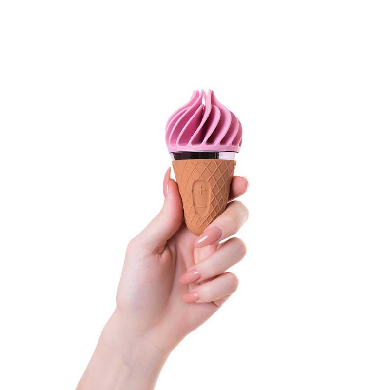 Компактный вибратор SATISFYER LAYONS SWEET ТREAT СЛАДКОЕ МОРОЖЕНОЕ, 10 режимов вращения, 3 скорости, силикон, телесно- розовый, 10,4х5,6 см