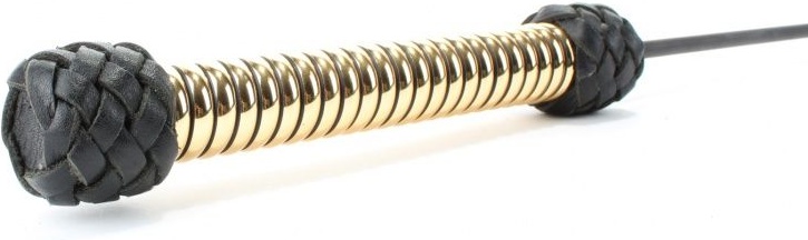 Чёрный профессиональный с золотистой рукоятью, натуральная кожа, металл, 75 см